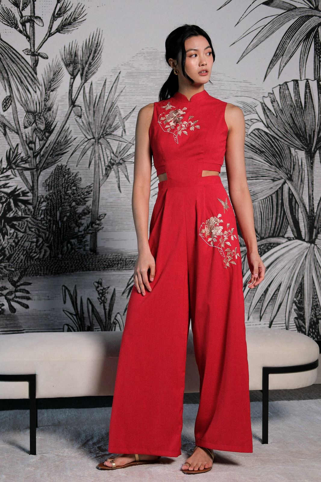 Fuchsia Pink Embroidered Cut-Out Co-ord Set